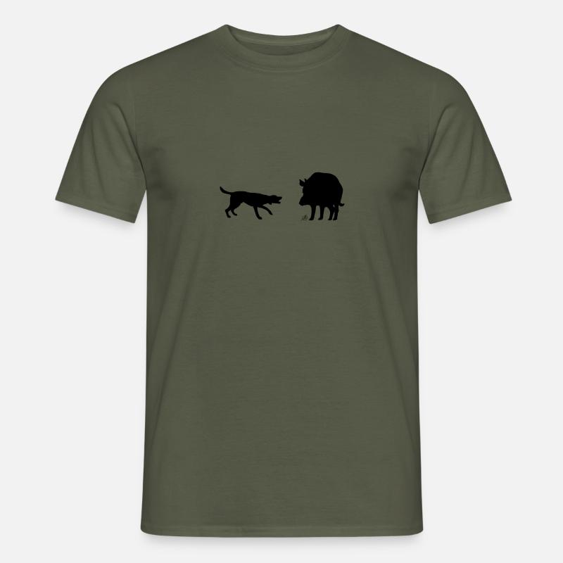 Jagdhund bei der Arbeit - Männer T-Shirt - Militärgrün
