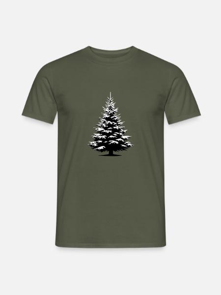 O Tannenbaum Schnee bedeckte Tanne Fichte xmas - Männer T-Shirt - Militärgrün
