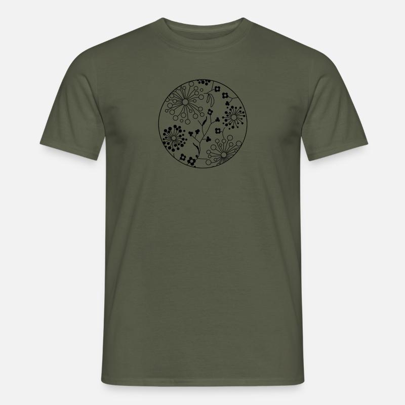 Pattern Design: runde Blüten - flower power - Männer T-Shirt - Militärgrün