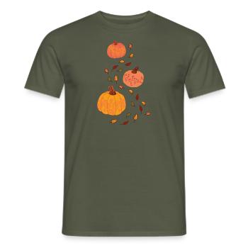 Ornements de citrouille - T-shirt homme - vert militaire - Devant - AI Model Male 178 light (178cm)