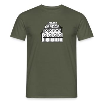 Mur d'enceinte teuf rave party - T-shirt homme - vert militaire - Devant - AI Model Male 178 light (178cm)
