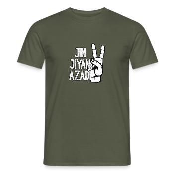 jin jiyan azadi - Männer T-Shirt - Militärgrün - Vorne - AI Model Male 178 light (178cm)