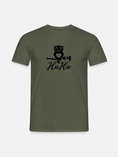 HuHu Eule mit Herz - Männer T-Shirt - Militärgrün