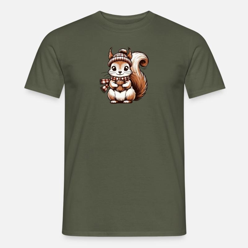 Winterliches süßes Eichhörnchen - Männer T-Shirt - Militärgrün