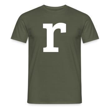Buchstabe r "r" weiß - Männer T-Shirt - Militärgrün - Vorne - AI Model Male 178 light (178cm)