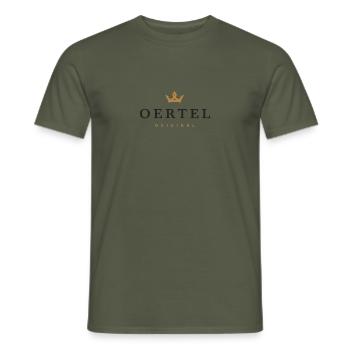 Logo original de la famille Oertel - T-shirt homme - vert militaire - Devant - AI Model Male 178 light (178cm)