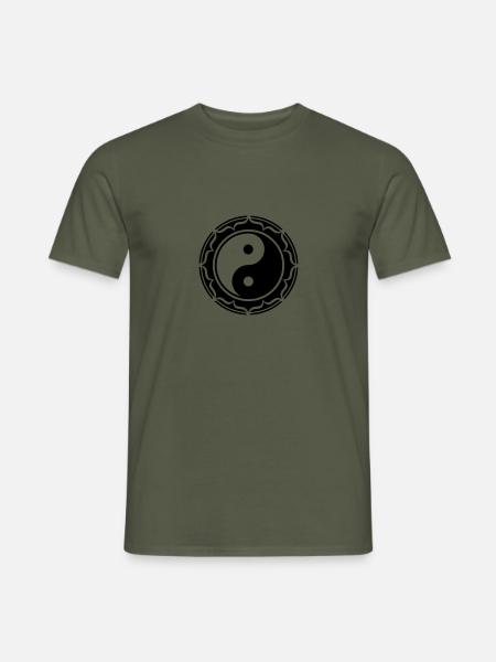 Yin Yang Lotus, Chinesisches Symbol Taiji, Tao - Männer T-Shirt - Militärgrün