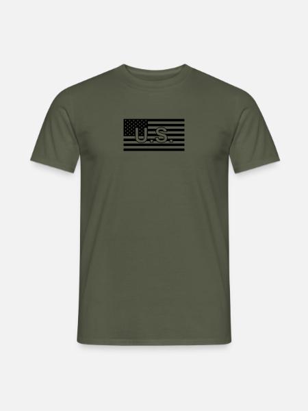 Flaga taktyczna USA/USA - T-shirt męski - zieleń wojskowa