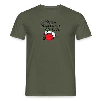 Paire tomate et mozzarella (b) - T-shirt homme - vert militaire - Devant - AI Model Male 178 light (178cm)