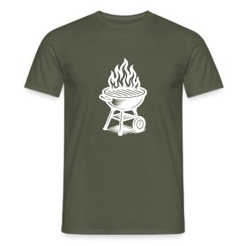 Grill Fire Grilling - Men's T-Shirt - military green - Front - AI Model Male 178 light (178cm)