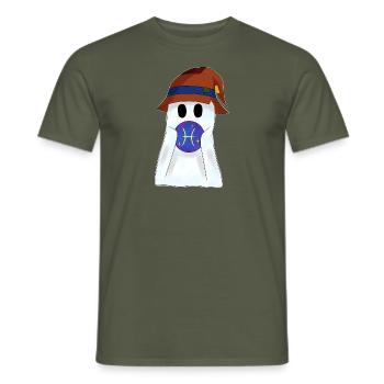 Little ghost with the zodiac sign Pisces - Men's T-Shirt - military green - Front - AI Model Male 178 light (178cm)