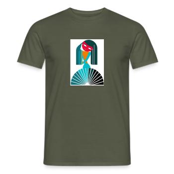 verseau abstrait - T-shirt homme - vert militaire - Devant - AI Model Male 178 light (178cm)