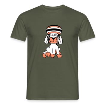 Dog Reggae Dreadlocks Hat Chill Relaxed Cool - Men's T-Shirt - military green - Front - AI Model Male 178 light (178cm)