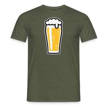 Verre à bière (Beer / Willibecher / 3C) - T-shirt homme - vert militaire - Devant - AI Model Male 178 light (178cm)