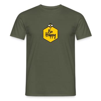 Bee Happy - Männer T-Shirt - Militärgrün - Vorne - AI Model Male 178 light (178cm)