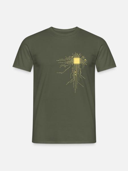CPU Chip Herz - Männer T-Shirt - Militärgrün