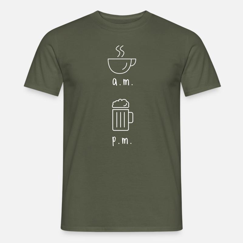 morgens kaffee abends bier - Männer T-Shirt - Militärgrün