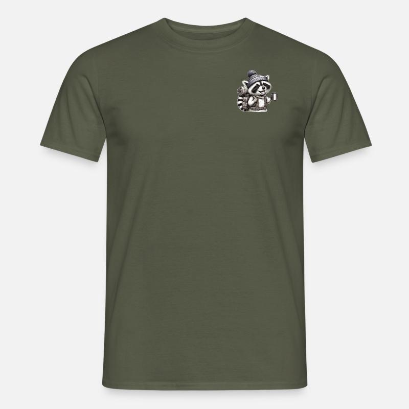 Backpacker Waschbär - Männer T-Shirt - Militärgrün
