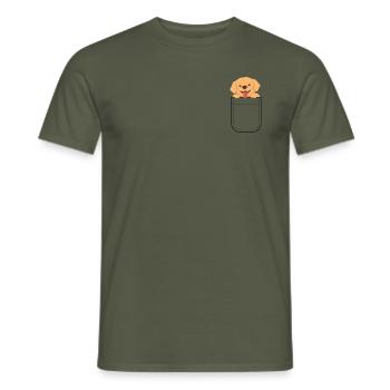 Hund in Tasche - Männer T-Shirt - Militärgrün - Vorne - AI Model Male 178 light (178cm)