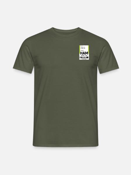 Flughafen Reise Etikett Aufkleber Hamburg HAM - Männer T-Shirt - Militärgrün