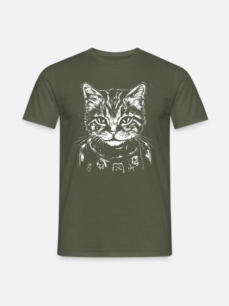 Katzendame Punk - Männer T-Shirt - Militärgrün
