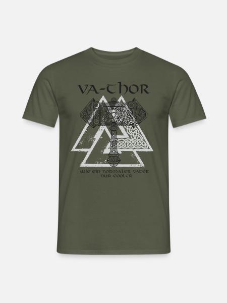 Va Thor Mjölnir Vatertag Geschenk - Männer T-Shirt - Militärgrün