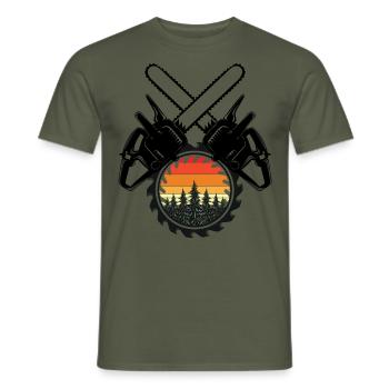 Motosierra Hacha Forester Lumberjack Sierra Cadena - Camiseta hombre - verde oliva - delante - AI Model Male 178 light (178cm)
