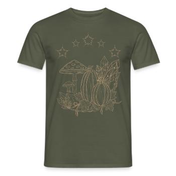 Citrouilles au pays magique -Lineart - T-shirt homme - vert militaire - Devant - AI Model Male 178 light (178cm)