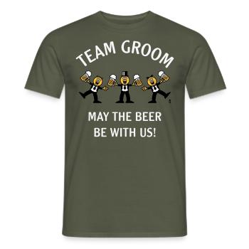 Team Groom (Caricature / Bière avec nous / 3C / W) - T-shirt homme - vert militaire - Devant - AI Model Male 178 light (178cm)