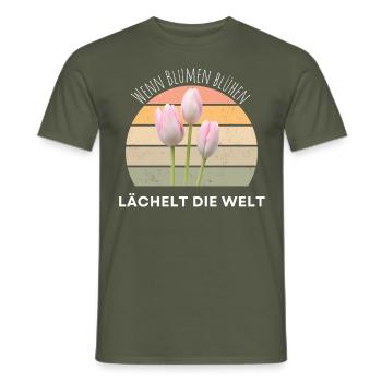 Blumen Garten Gärtner Blumenstrauß BLUMENLIEBE - Männer T-Shirt - Militärgrün - Vorne - AI Model Male 178 light (178cm)