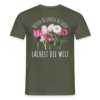 Blumen Garten Gärtner Blumenstrauß BLUMENLIEBE - Männer T-Shirt - Militärgrün - Vorne - AI Model Male 178 light (178cm)