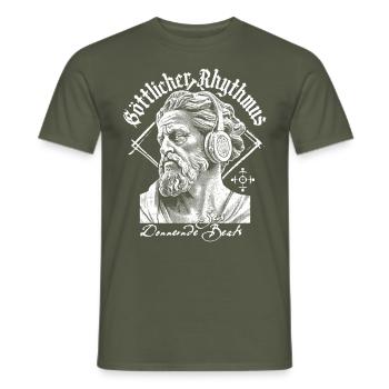 Zeus mit Hip-Hop Vibes – Ein göttlicher Soundtrack - Männer T-Shirt - Militärgrün - Vorne - AI Model Male 178 light (178cm)