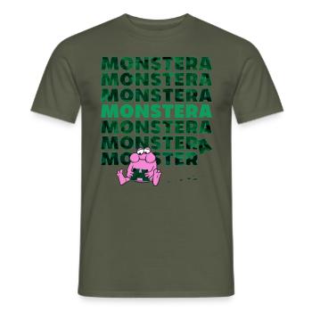 Monstre Monstera - T-shirt homme - vert militaire - Devant - AI Model Male 178 light (178cm)