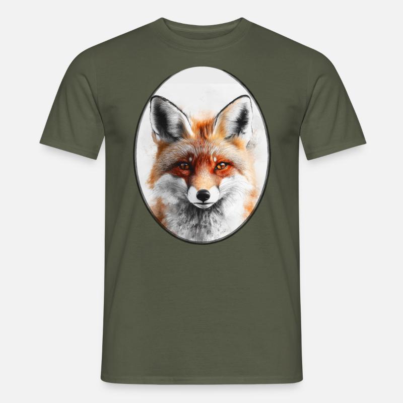 Rotfuchs Portrait - Männer T-Shirt - Militärgrün