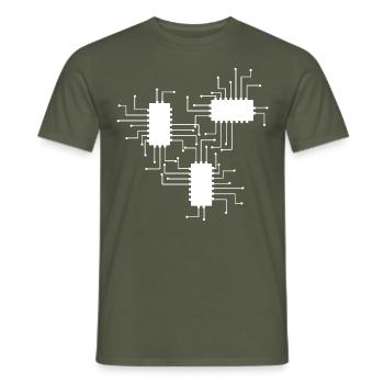 électricien électricien électronique électrique profession tension CPU - T-shirt homme - vert militaire - Devant - AI Model Male 178 light (178cm)
