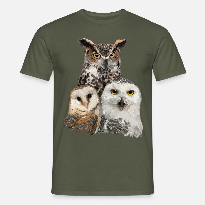 Eulen und Eule - Männer T-Shirt - Militärgrün