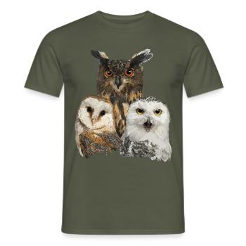 Owls - Men's T-Shirt - military green - Front - AI Model Male 178 light (178cm)