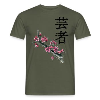 Fuchs Japan Asien Bambus Sonne Kanji Natur Geisha - Männer T-Shirt - Militärgrün - Vorne - AI Model Male 178 light (178cm)