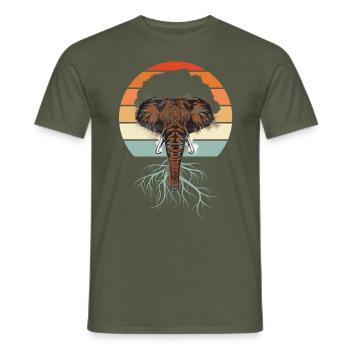 Africa Safari Animals Africa Elephant Holiday Nature - Men's T-Shirt - military green - Front - AI Model Male 178 light (178cm)