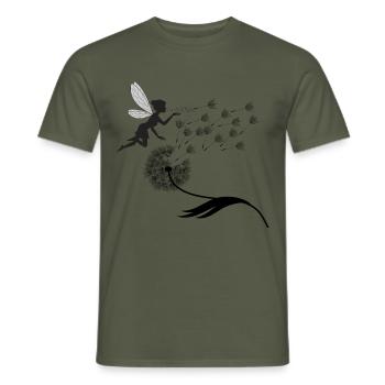 Papillons design puste fleurs prairie coeurs fées - T-shirt homme - vert militaire - Devant - AI Model Male 178 light (178cm)