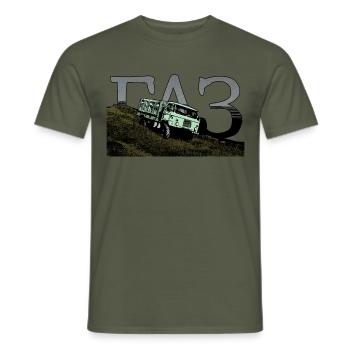 ГАЗ (GAZ) - Soviet Truck - Men's T-Shirt - military green - Front - AI Model Male 178 light (178cm)