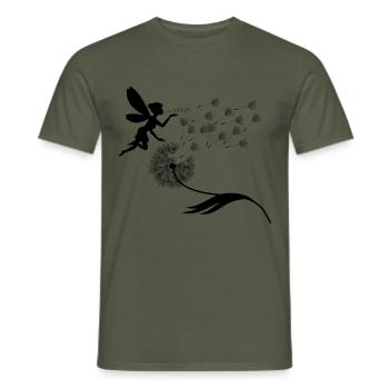 Papillons design puste fleurs prairie coeurs fées - T-shirt homme - vert militaire - Devant - AI Model Male 178 light (178cm)