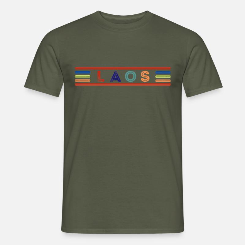 LAOS - Männer T-Shirt - Militärgrün
