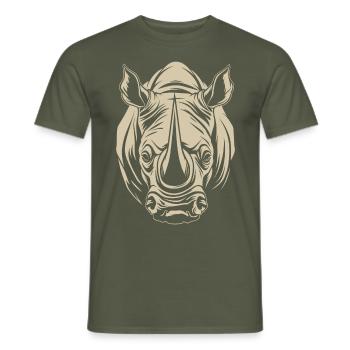 Rhino Africa Animal Motif Wildlife Animal Safari - Men's T-Shirt - military green - Front - AI Model Male 178 light (178cm)