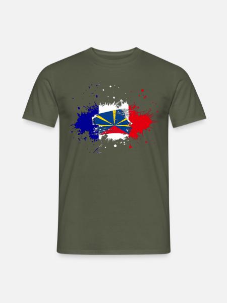 Splash Tricolore Reunion - Männer T-Shirt - Militärgrün