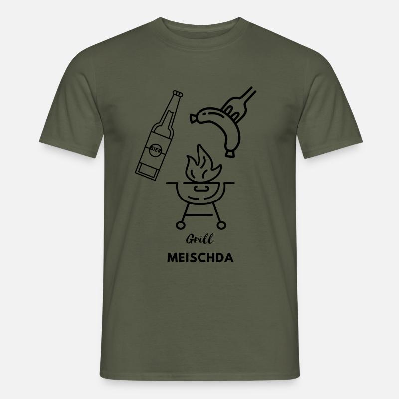 "Saarländischer Grill-Meischda" - Männer T-Shirt - Militärgrün