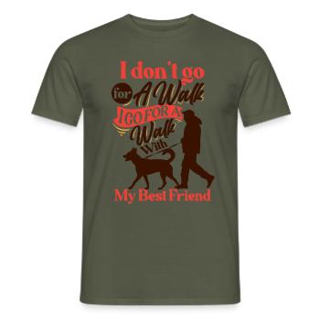 Ich gehe mit meinem besten Freund spazieren, Gassi - Männer T-Shirt - Militärgrün - Vorne - AI Model Male 178 light (178cm)