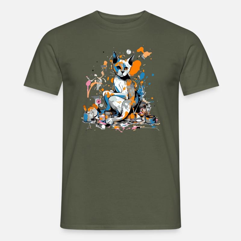 Miko the painter cat - Men's T-Shirt - military green