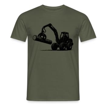 Trekker with Log (Black) - Men's T-Shirt - military green - Front - AI Model Male 178 light (178cm)