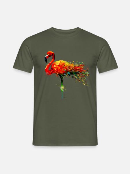 Aquarell Flamingo links - Männer T-Shirt - Militärgrün